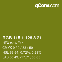カラーコード: RGB 115.1 126.8 21 | qconv.com
