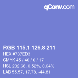 カラーコード: RGB 115.1 126.8 211 | qconv.com