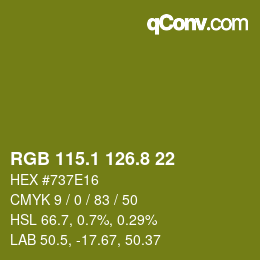 カラーコード: RGB 115.1 126.8 22 | qconv.com