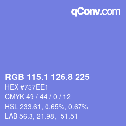カラーコード: RGB 115.1 126.8 225 | qconv.com