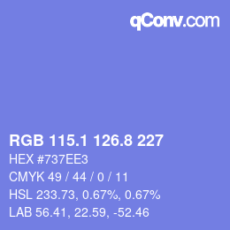 カラーコード: RGB 115.1 126.8 227 | qconv.com
