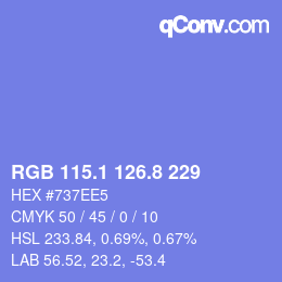 カラーコード: RGB 115.1 126.8 229 | qconv.com