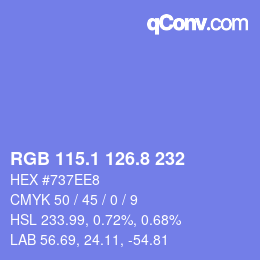 カラーコード: RGB 115.1 126.8 232 | qconv.com