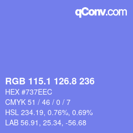 カラーコード: RGB 115.1 126.8 236 | qconv.com