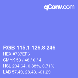 カラーコード: RGB 115.1 126.8 246 | qconv.com