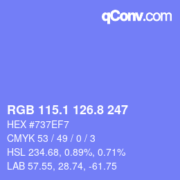 カラーコード: RGB 115.1 126.8 247 | qconv.com