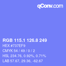 カラーコード: RGB 115.1 126.8 249 | qconv.com