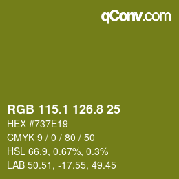 カラーコード: RGB 115.1 126.8 25 | qconv.com