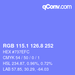 カラーコード: RGB 115.1 126.8 252 | qconv.com