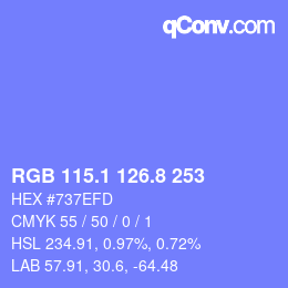 カラーコード: RGB 115.1 126.8 253 | qconv.com