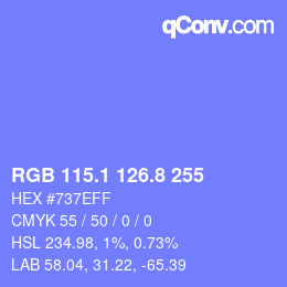 カラーコード: RGB 115.1 126.8 255 | qconv.com