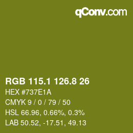 カラーコード: RGB 115.1 126.8 26 | qconv.com
