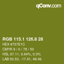 カラーコード: RGB 115.1 126.8 28 | qconv.com