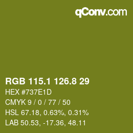 カラーコード: RGB 115.1 126.8 29 | qconv.com