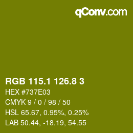 カラーコード: RGB 115.1 126.8 3 | qconv.com