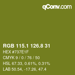 カラーコード: RGB 115.1 126.8 31 | qconv.com