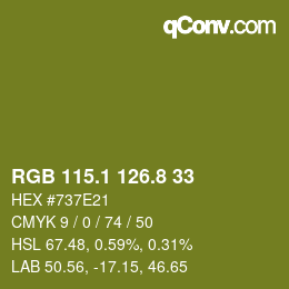 カラーコード: RGB 115.1 126.8 33 | qconv.com