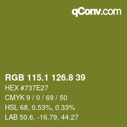 カラーコード: RGB 115.1 126.8 39 | qconv.com