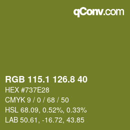 カラーコード: RGB 115.1 126.8 40 | qconv.com