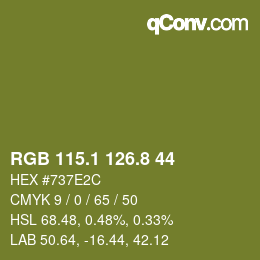 カラーコード: RGB 115.1 126.8 44 | qconv.com
