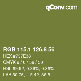 Color code: RGB 115.1 126.8 56 | qconv.com