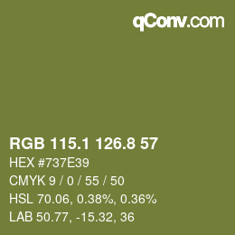 Color code: RGB 115.1 126.8 57 | qconv.com