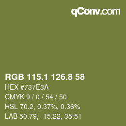 カラーコード: RGB 115.1 126.8 58 | qconv.com