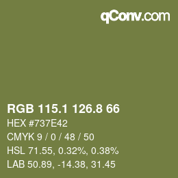 Color code: RGB 115.1 126.8 66 | qconv.com