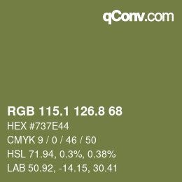 カラーコード: RGB 115.1 126.8 68 | qconv.com