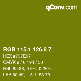 カラーコード: RGB 115.1 126.8 7 | qconv.com