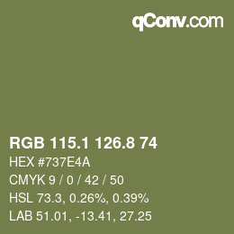 カラーコード: RGB 115.1 126.8 74 | qconv.com