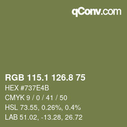 Farbcode: RGB 115.1 126.8 75 | qconv.com