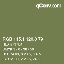 カラーコード: RGB 115.1 126.8 79 | qconv.com