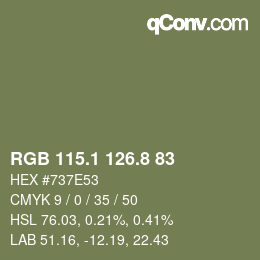 カラーコード: RGB 115.1 126.8 83 | qconv.com