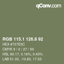 Farbcode: RGB 115.1 126.8 92 | qconv.com