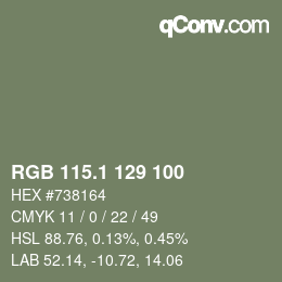 カラーコード: RGB 115.1 129 100 | qconv.com