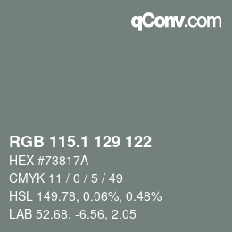 Color code: RGB 115.1 129 122 | qconv.com