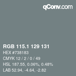 カラーコード: RGB 115.1 129 131 | qconv.com