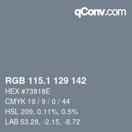 カラーコード: RGB 115.1 129 142 | qconv.com