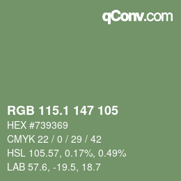 カラーコード: RGB 115.1 147 105 | qconv.com