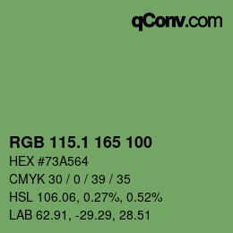 カラーコード: RGB 115.1 165 100 | qconv.com