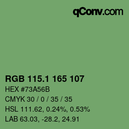 カラーコード: RGB 115.1 165 107 | qconv.com