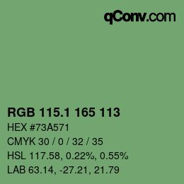 カラーコード: RGB 115.1 165 113 | qconv.com