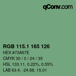 カラーコード: RGB 115.1 165 126 | qconv.com