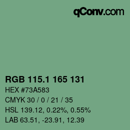 カラーコード: RGB 115.1 165 131 | qconv.com