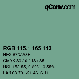 カラーコード: RGB 115.1 165 143 | qconv.com