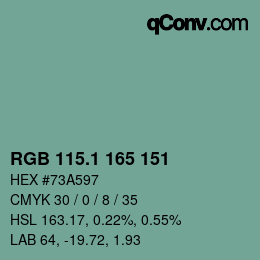 カラーコード: RGB 115.1 165 151 | qconv.com