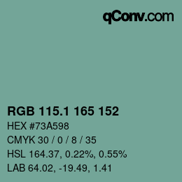 カラーコード: RGB 115.1 165 152 | qconv.com