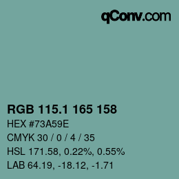 カラーコード: RGB 115.1 165 158 | qconv.com
