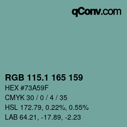 Color code: RGB 115.1 165 159 | qconv.com